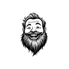 Whimsical bearded man illustration with cheerful expression for diverse applications