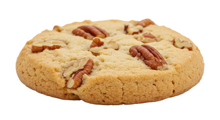 Delicious goldenbrown pecan cookie with visible crunchy nut pieces