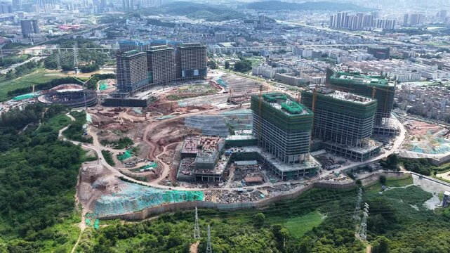 kyview of BYD Global Center in Pingshan, Shenzhen,a research hub with advanced labs, offices, and facilities, driving automotive innovation and new energy vehicle industry development