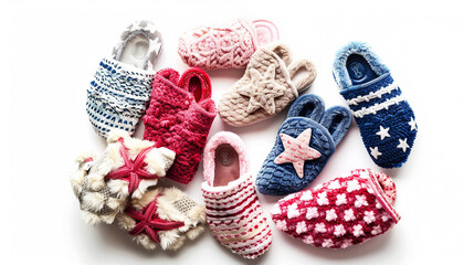 Collection of Stylish Fuzzy Slippers on white background.PNG