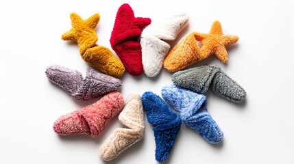 Assorted Patterns of Cozy Fuzzy Slippers on white background.PNG
