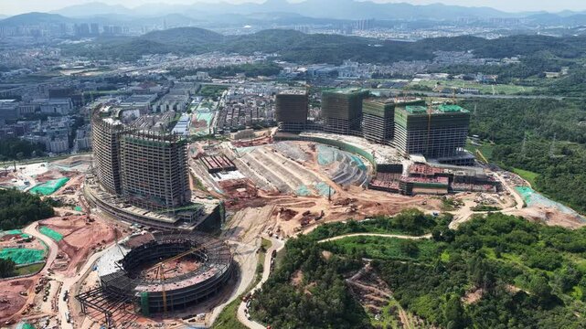 kyview of BYD Global Center in Pingshan, Shenzhen,a research hub with advanced labs, offices, and facilities, driving automotive innovation and new energy vehicle industry development
