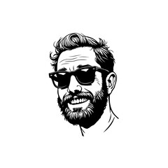 Stylish bearded man portrait with sunglasses illustration vector format available