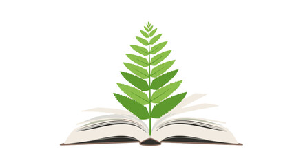 Growth of Knowledge: Book with Emerging Green Plant