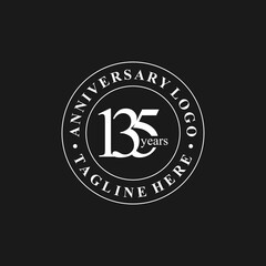 anniversary logo design, 135th anniversary, symbol, icon, party, logo design for 135th anniversary, vector, success, illustration, birthday, symbol, background, year, congratulations, greeting, invita