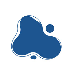 Abstract Fluid Shape - Cobalt Blue Organic Blob with Outline