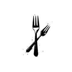 Elegant Forks Illustration: A Simple Black and White Design for Culinary Arts