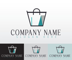 A modern, minimalist logo featuring a shopping bag.
