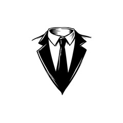 Elegant suit and tie emblem symbolizing formal attire and sophistication design