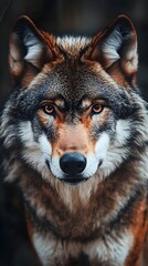 Obraz premium Majestic Wolf Portrait Intense Gaze of a Wild Canine in its Natural Habitat