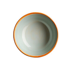 Empty Light Blue Bowl with Orange Rim on Black Background isolated on transparent background
