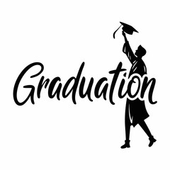 Graduate silhouette celebrating graduation achievement success