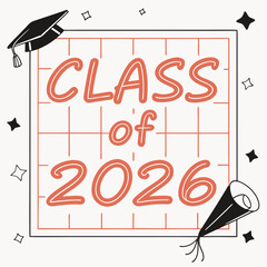 Class of 2026 graduation design modern illustration