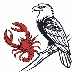Majestic eagle and red lobster claw design illustration