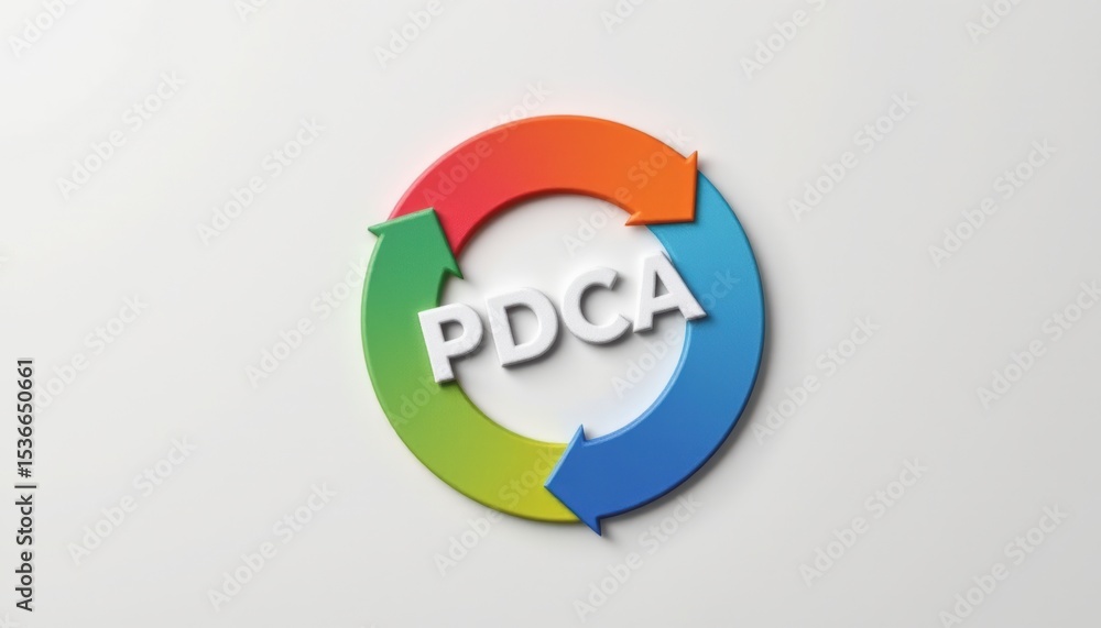 Aufkleber pdca plan do check action concept, pdca cycle with arrows representing continuous improvement proces