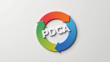 PDCA Plan do check action concept, PDCA cycle with arrows representing continuous improvement process.