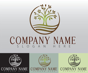 A symbolic circle tree logo design concept that embodies strength, growth, and wellness.