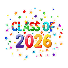 Class of 2026 colorful design element with stars