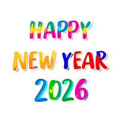 Happy new year 2026 colorful text design element