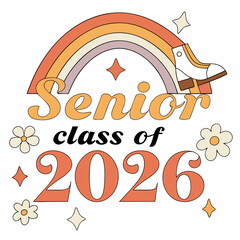 Retro rainbow senior class of 2026 graduation design