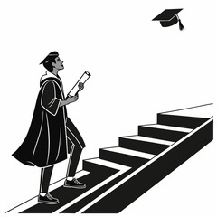 Graduate ascending stairs future success education achievement