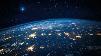 Obraz premium Awe-inspiring view of Planet Earth from orbit at night