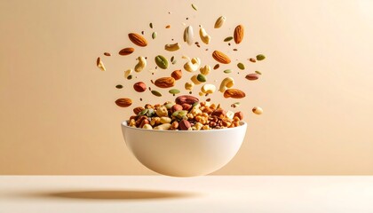 Floating Bowl of Mixed Nuts A Delightful and Nutritious Snack