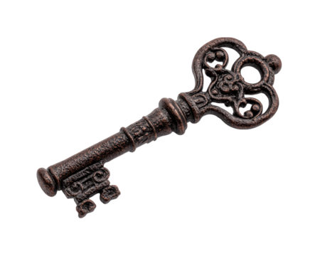 Vintage key antique key old key metal key rusty key decorative key isolated key vintage object old metal key white ornate key key handle key shaft key bit key teeth key design key pattern key