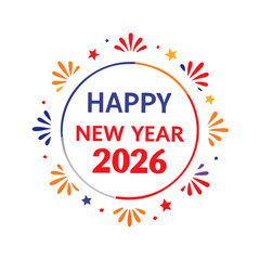 Happy new year 2026 festive design element with fireworks