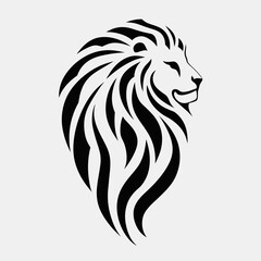 Obraz premium Lion head silhouette in black artistic design 