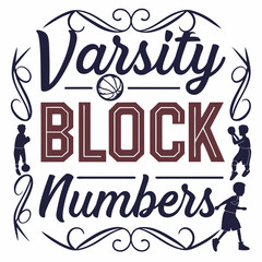 Varsity block numbers basketball team design