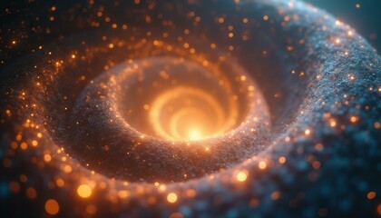 Abstract swirling particle effect with orange and blue glow