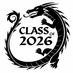 Class of 2026 dragon graduation design black and white