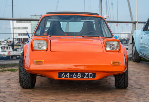 Lelystad, The Netherlands, 15.06.2025, Front view of The Vintage British Sports Car Clan Crusader from 1973 at The National Oldtimer Day