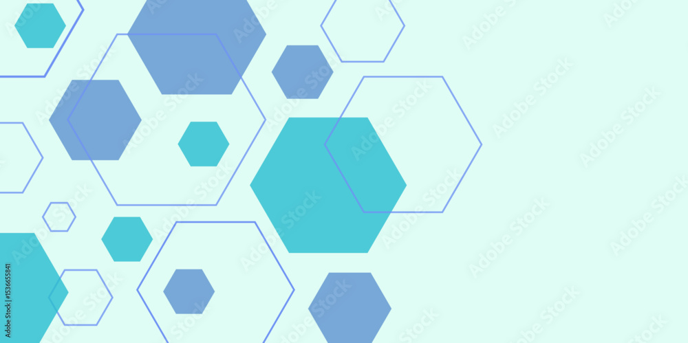 Poster white and blue technology hexagonal abstract background. abstract blue hexagon or digital technology