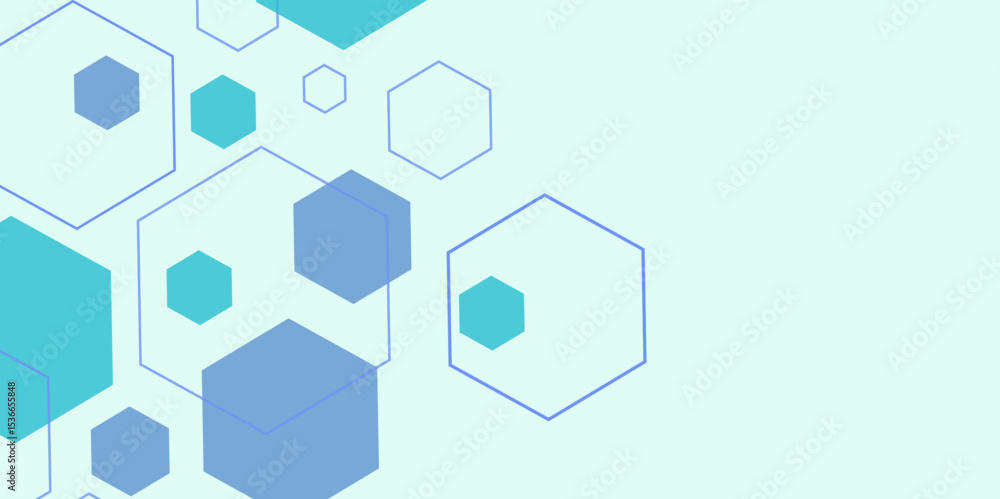Aufkleber white and blue technology hexagonal abstract background. abstract blue hexagon or digital technology
