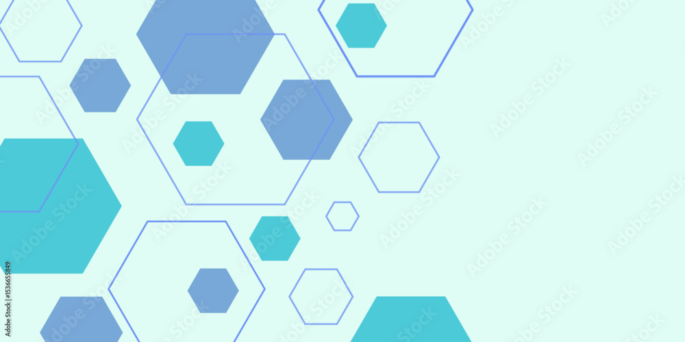 Poster white and blue technology hexagonal abstract background. abstract blue hexagon or digital technology