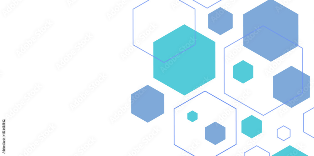 Aufkleber white and blue technology hexagonal abstract background. abstract blue hexagon or digital technology