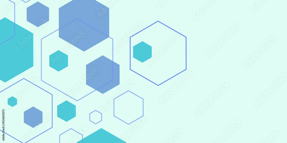 Aufkleber white and blue technology hexagonal abstract background. abstract blue hexagon or digital technology