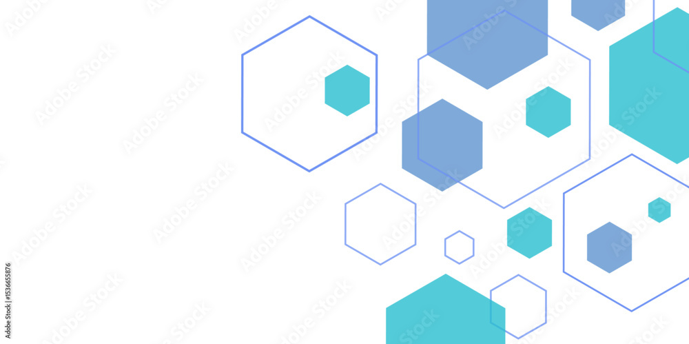 Aufkleber white and blue technology hexagonal abstract background. abstract blue hexagon or digital technology