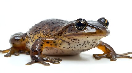 Obraz premium Close up Studio Shot of a Brown Frog with Speckled Skin on White Background