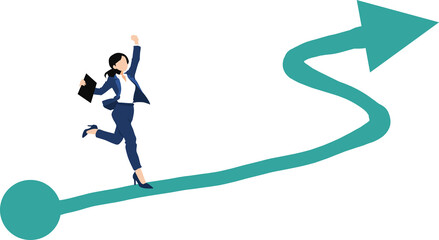 新規事業を始めるビジネスウーマンのイラスト	
