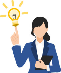 アイデアが閃くビジネスウーマンのイラスト