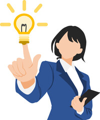 アイデアが閃くビジネスウーマンのイラスト