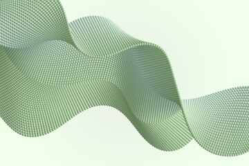 Abstract digital wave made of volume particles flowing in a rhythmic wavy motion on a soft modern background
