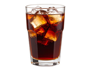 Glass of Cola with Ice Cubes PNG Transparent