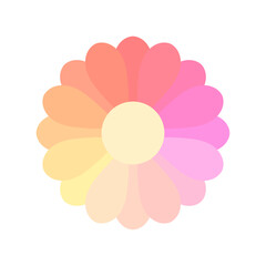 Colorful flower daisy on white background. Pastel colors gradient petals. Vector illustration.