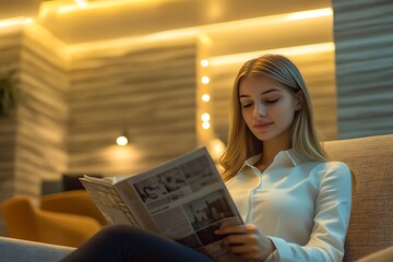 young woman reading a book
