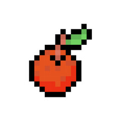 Pixel art orange, 8-bit fruit icon, Retro citrus sprite, Pixelated orange illustration, Game style orange, Digital fruit vector, Vintage orange symbol