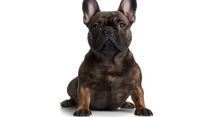 Adorable French Bulldog Puppy Sitting Studio Shot of a Cute Brown Dog